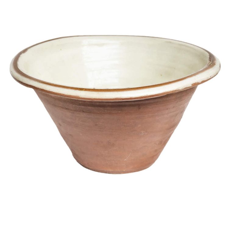 19th century French hand thrown terracotta dairy bowl