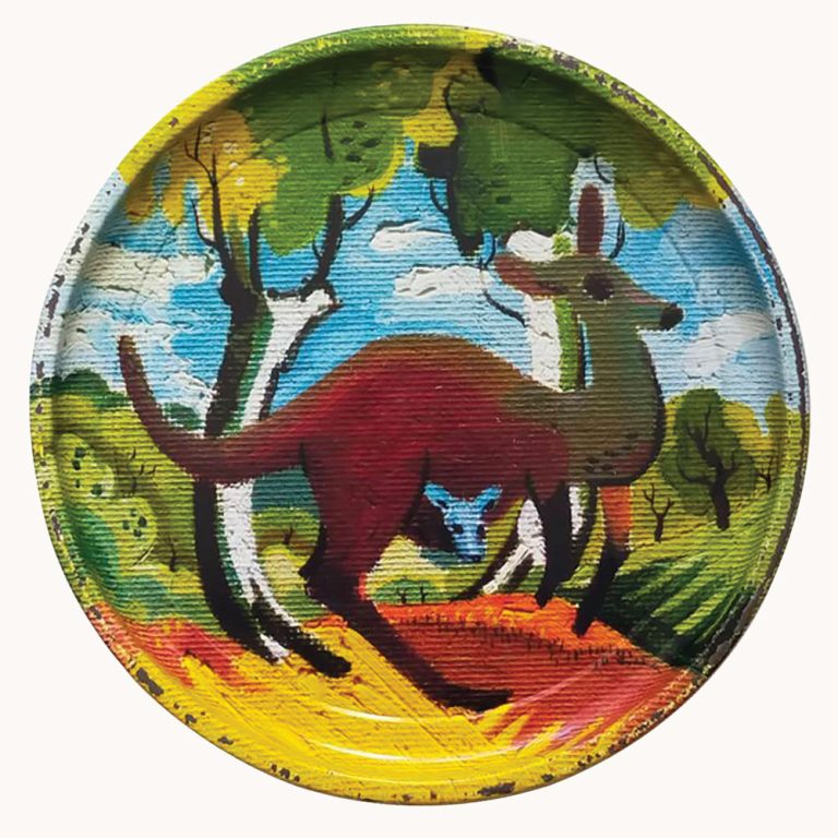 Swallow & Ariell’s vintage tin with colourful kangaroo design