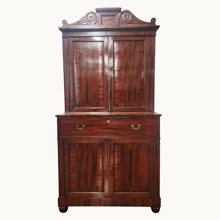 Fine Regency mahogany secretaire bookcase