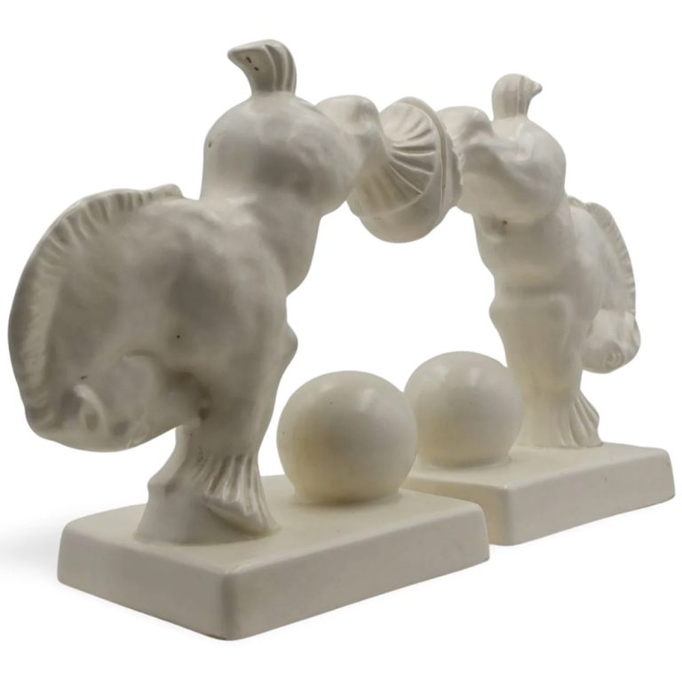 Pair of Spode Art Deco Velamour horse bookends