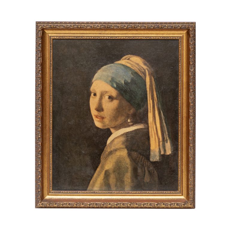 gilt framed oileograph depicts ‘Girl with Pearl Earring’