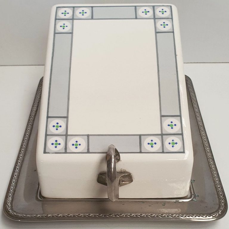 German Wächtersbacher and WMF ceramic and metal cheese keeper
