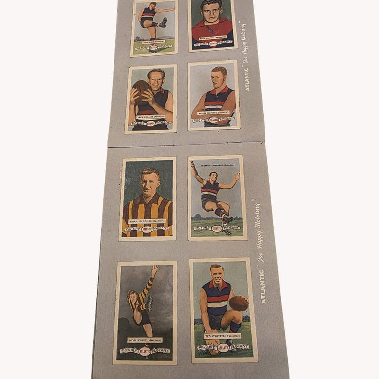 Atlantic VFL football cards album with 64 trading cards