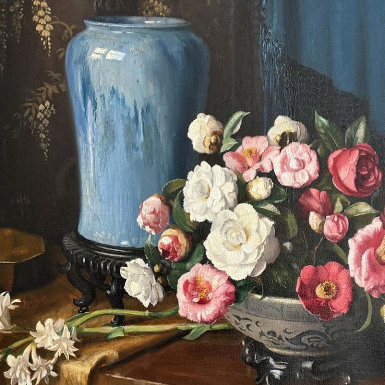 Albert Sherman, Australia (1882-1971), Still Life, Camellias & Tuberoses, Oil on canvas