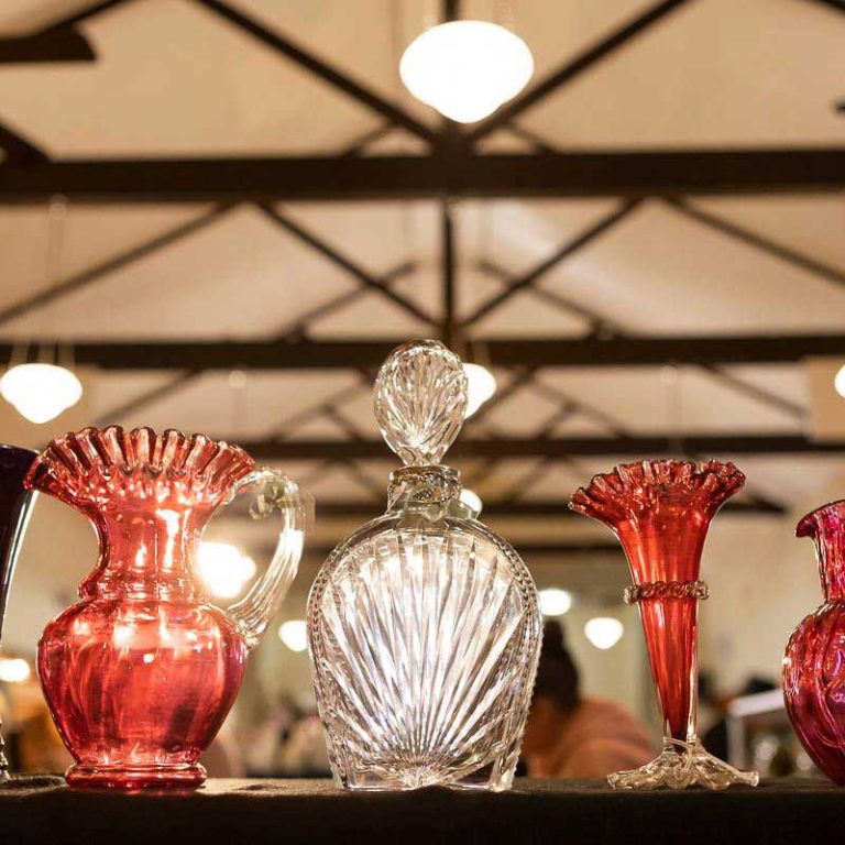 Beautiful glass collectables at Chiltern Antique and Collectables Fair