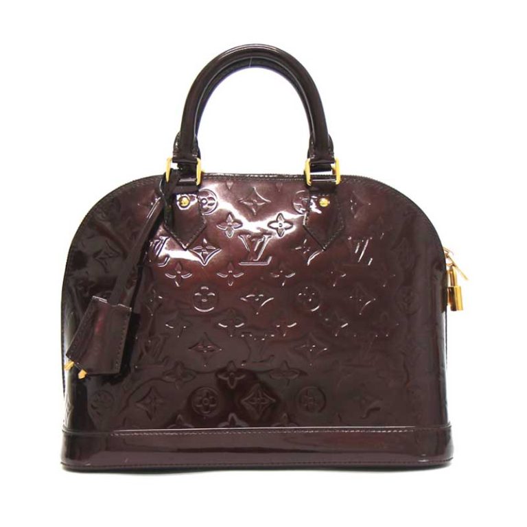 Louis Vuitton: Amaranthe Vernis 'Alma PM' Top Handle Bag, Gold Tone Hardware, Zipper Closure, Fabric Interior