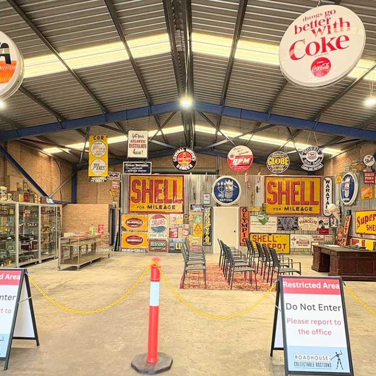 Roadhouse Auctions specialists garagenalia, milk bar, advertising signs