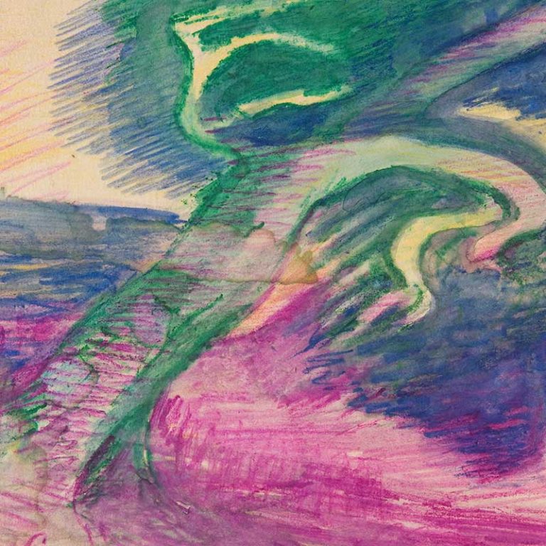 Merric Boyd, Tree, date unknown, watercolour, pencil & coloured pencil on paper. Bundanon Collection. Photo by Rob Little.