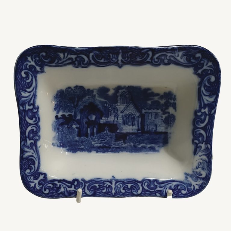 blue and white shredded wheat bowl