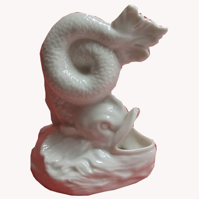 Porcelain stylised dolphin inkwell