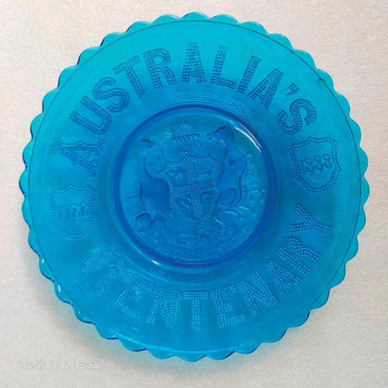 Pressed glass plate Australia's centenary 1888
