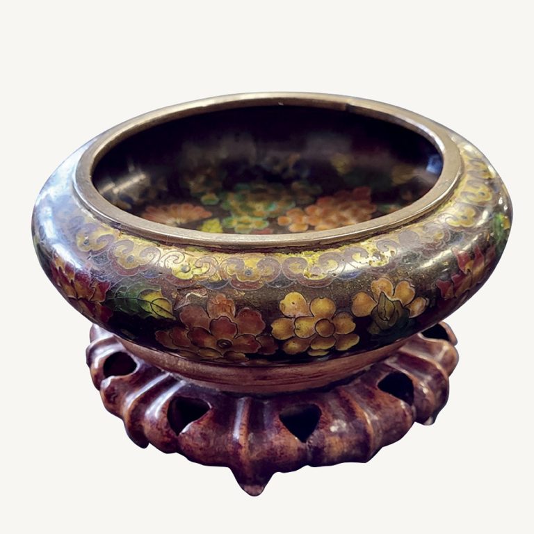 Cloisonne pot and stand