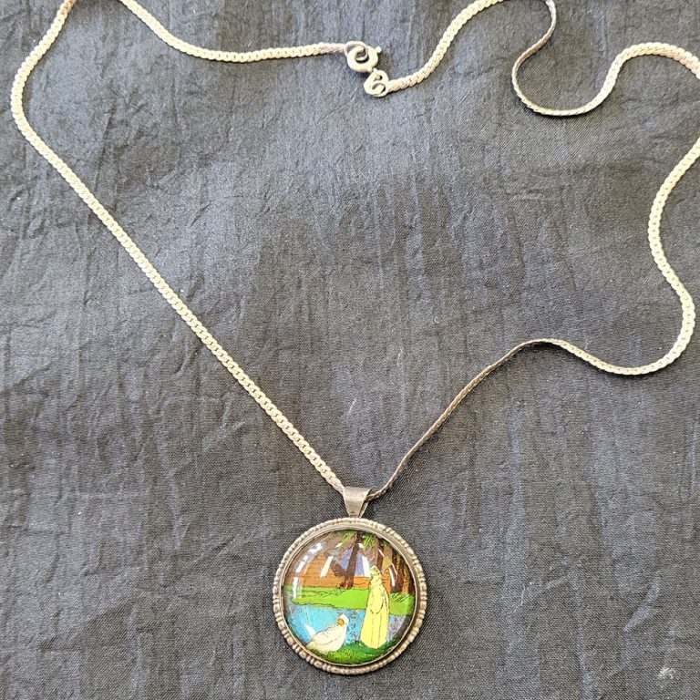 Vintage butterfly wing pendant set in sterling silver