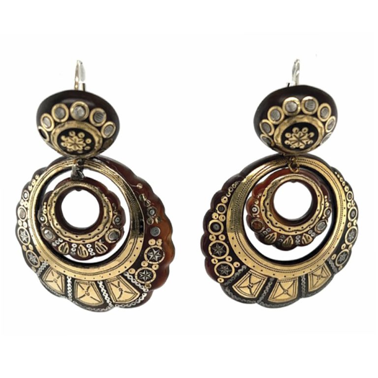 Victorian double circle drop earrings