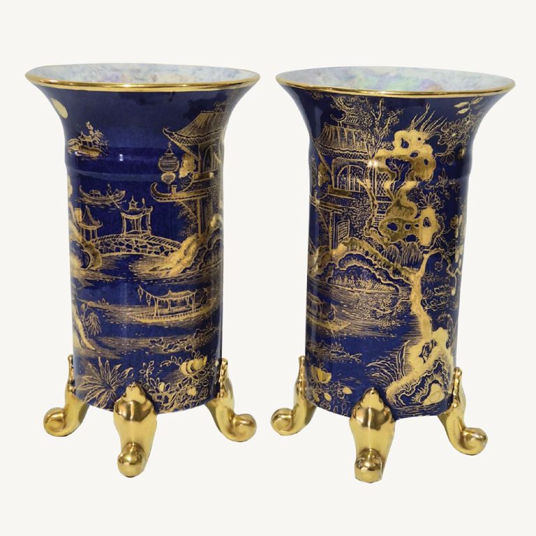 pair of porcelain Wilton Ware bleu royal vases