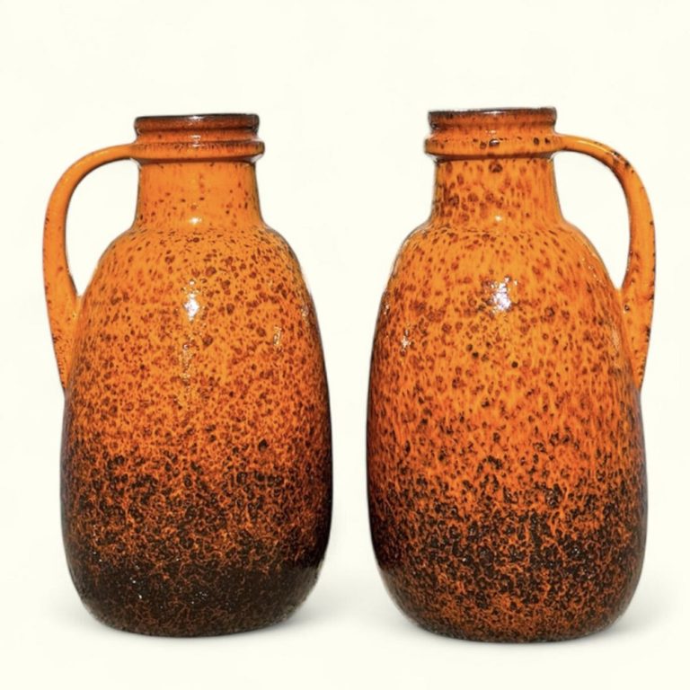 Pair of West German Fat Lava pottery jugs by Scheurich
