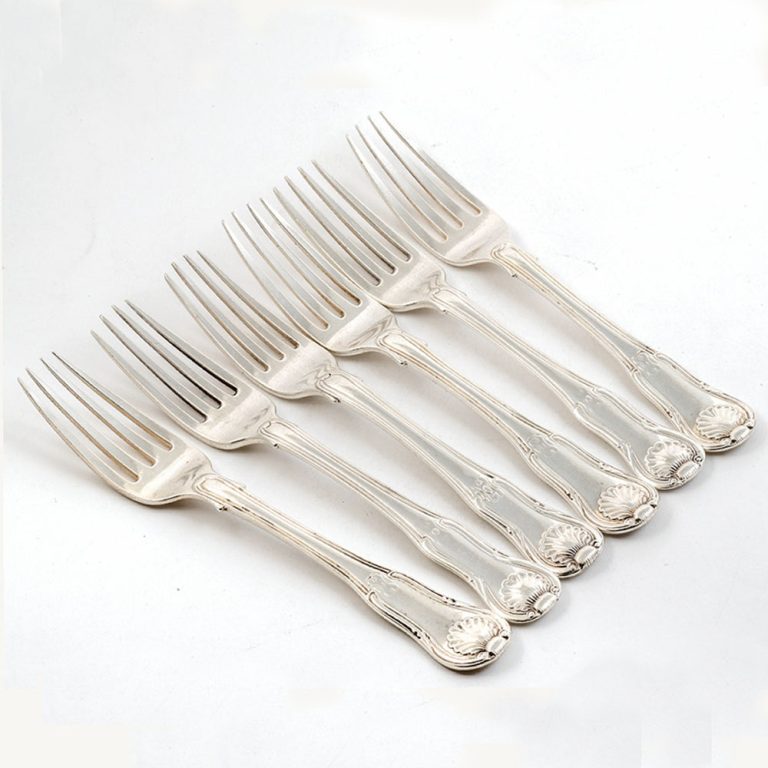 Set of 6 George III sterling silver entree forks