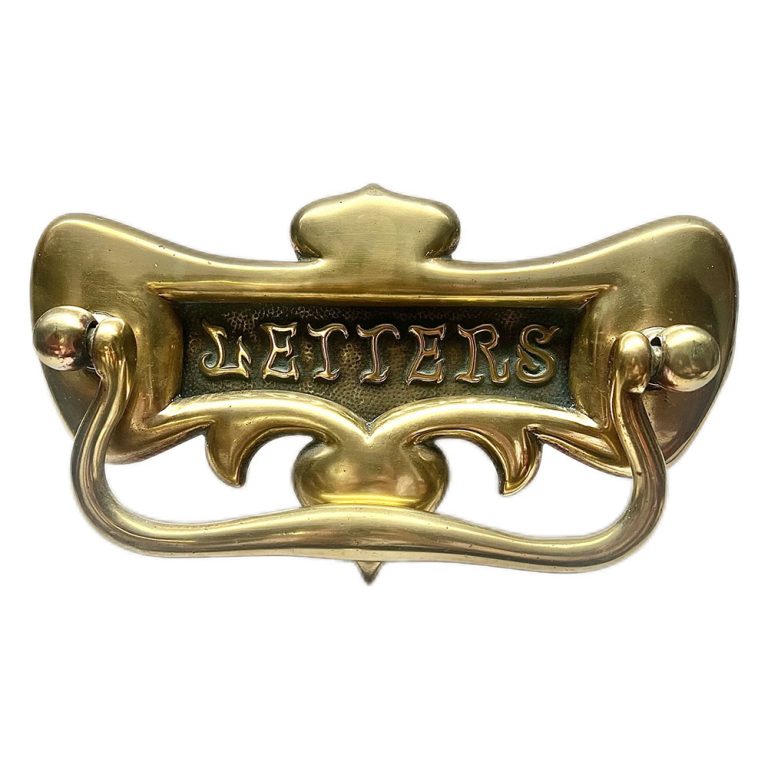 English Art Nouveau doorknocker and letterbox cover