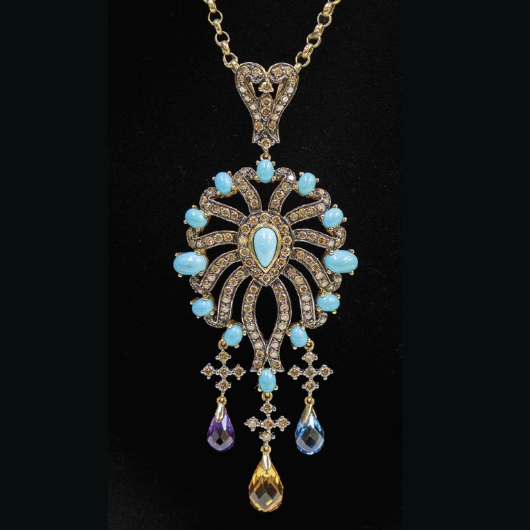 vintage gold and gemset pendant