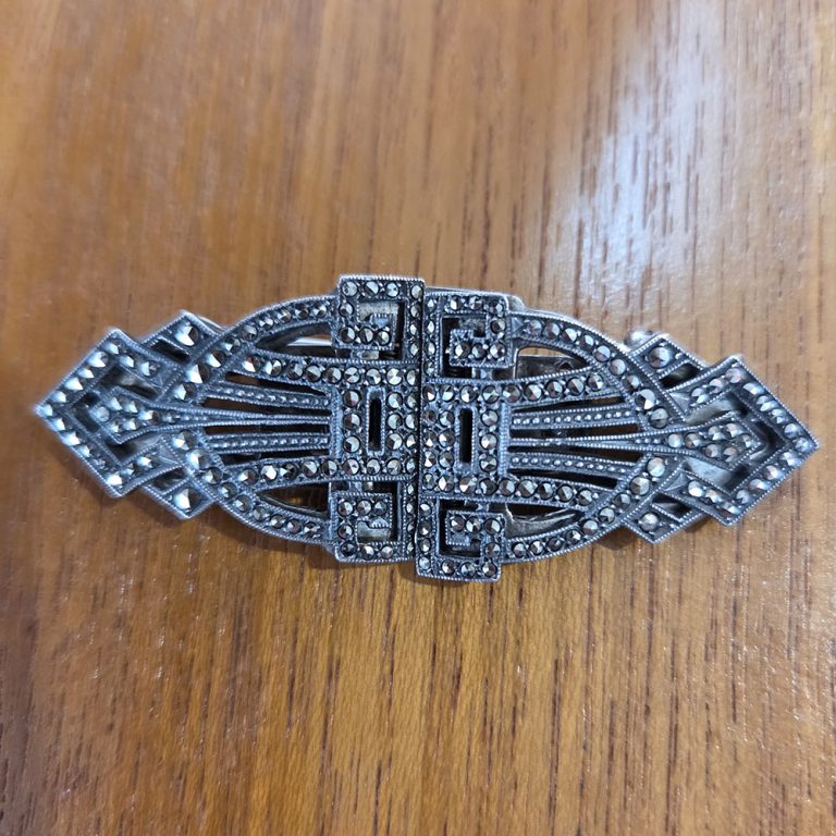 1920s sterling silver marcasite brooch