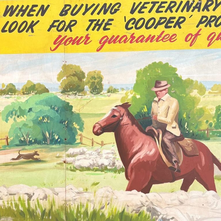 The sign is hand-rendered, vivid, and grounded in realism.