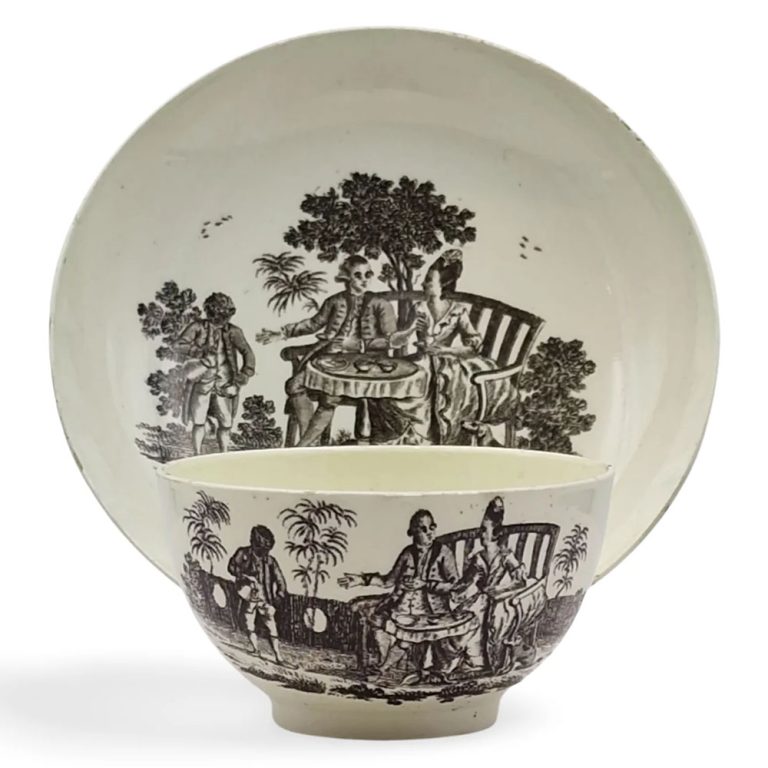 fine pair of tea-bowls and saucers England c.1780