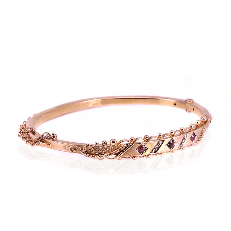 antique ruby and diamond bangle c.1910
