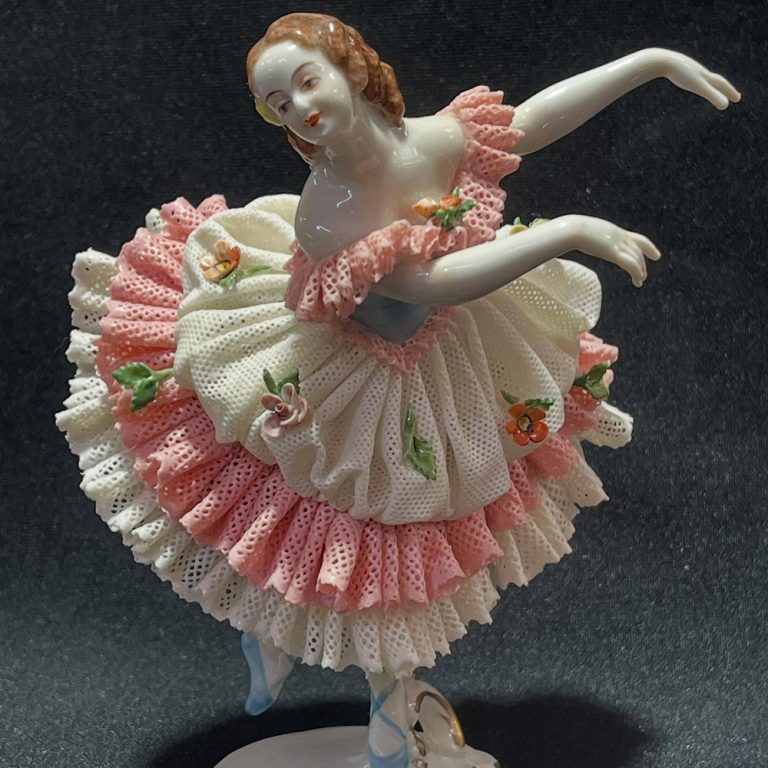 Porcelain ballerina from Volkstedt manufactory dresden lace