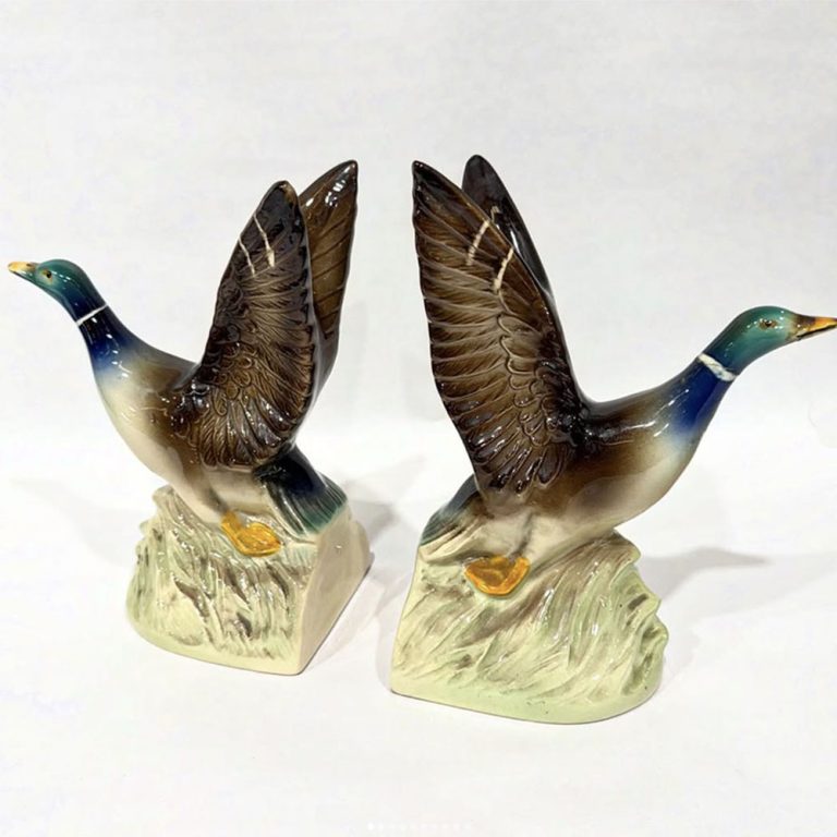 Pair ceramic duck bookends