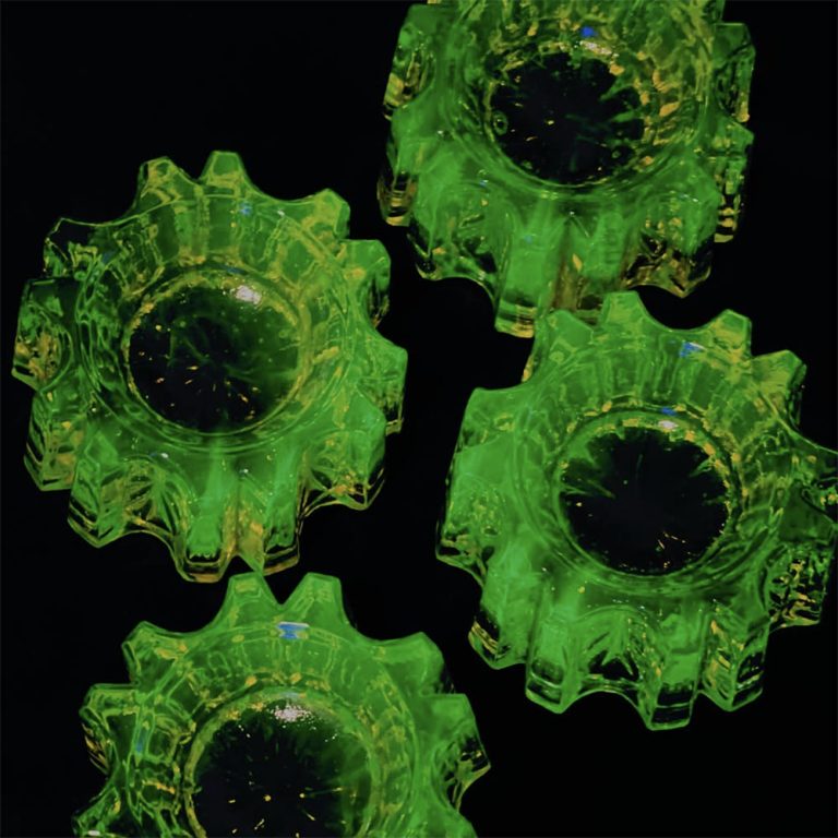 Set of four uranium glass piano castors
