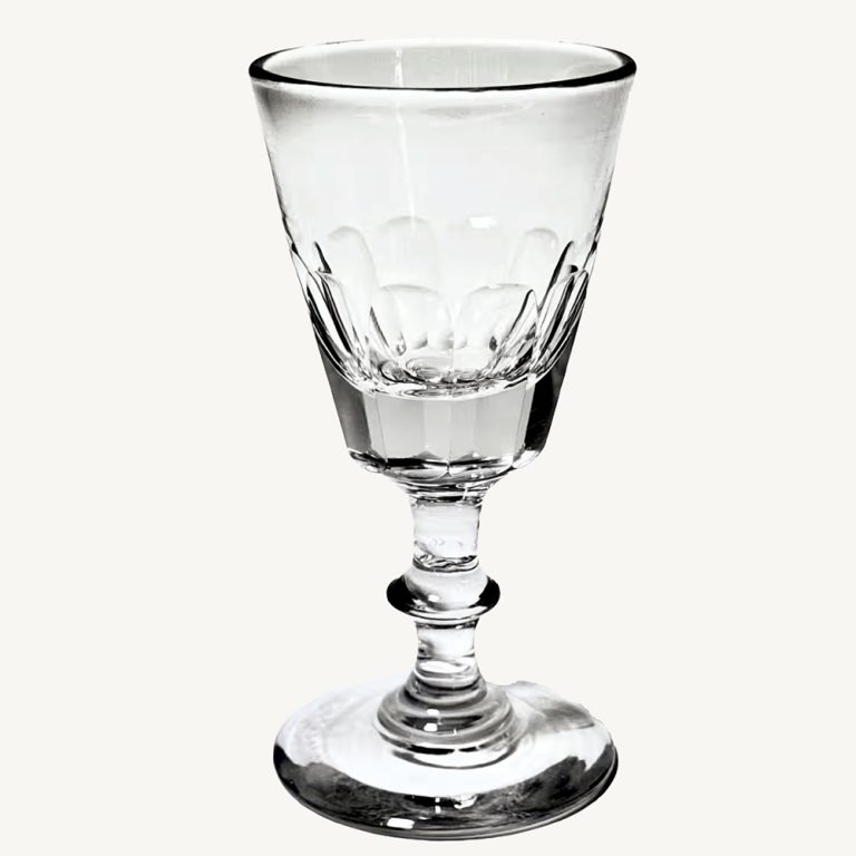Late Georgian glass of small size, with faceted sides, single knop