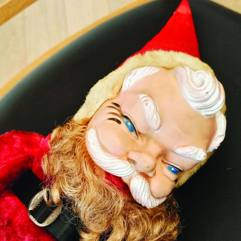 Artificial silk plush fabric, rubber face Santa by Regal Toy Limited, Toronto, Canada