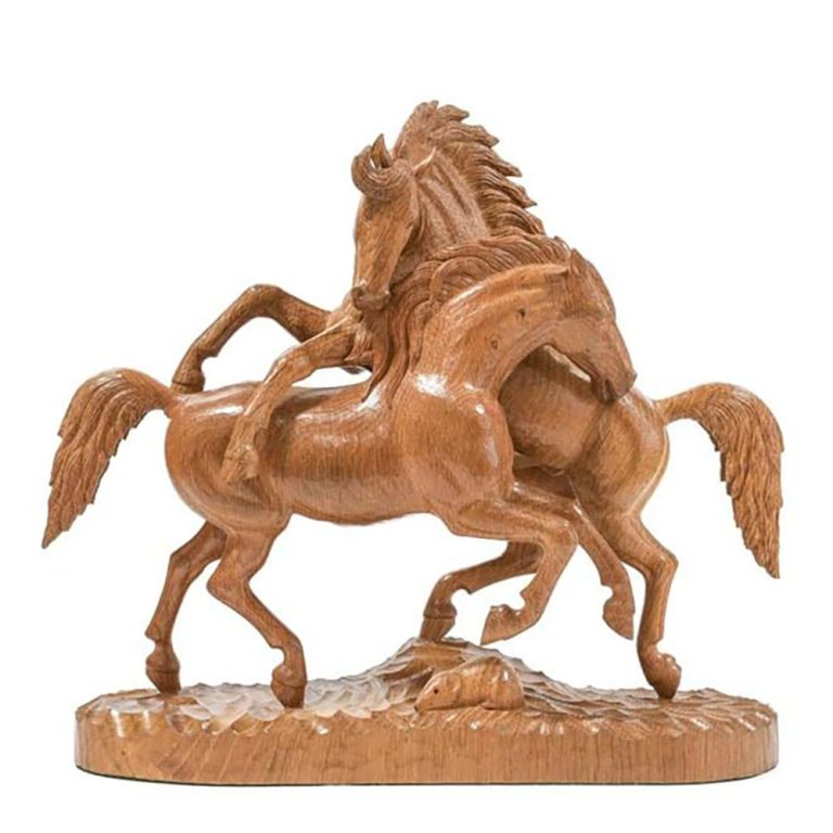 mouseman carved fighting stallions