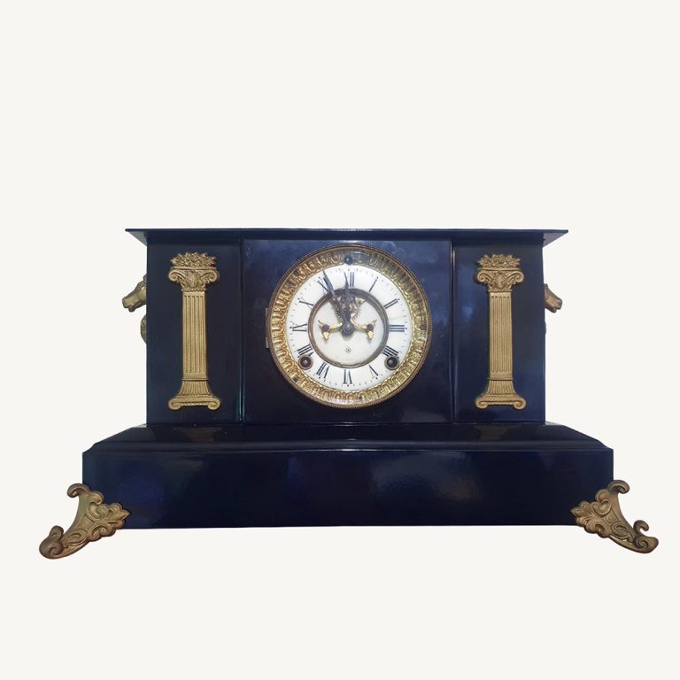 Late Victorian slate Ansonia mantle clock