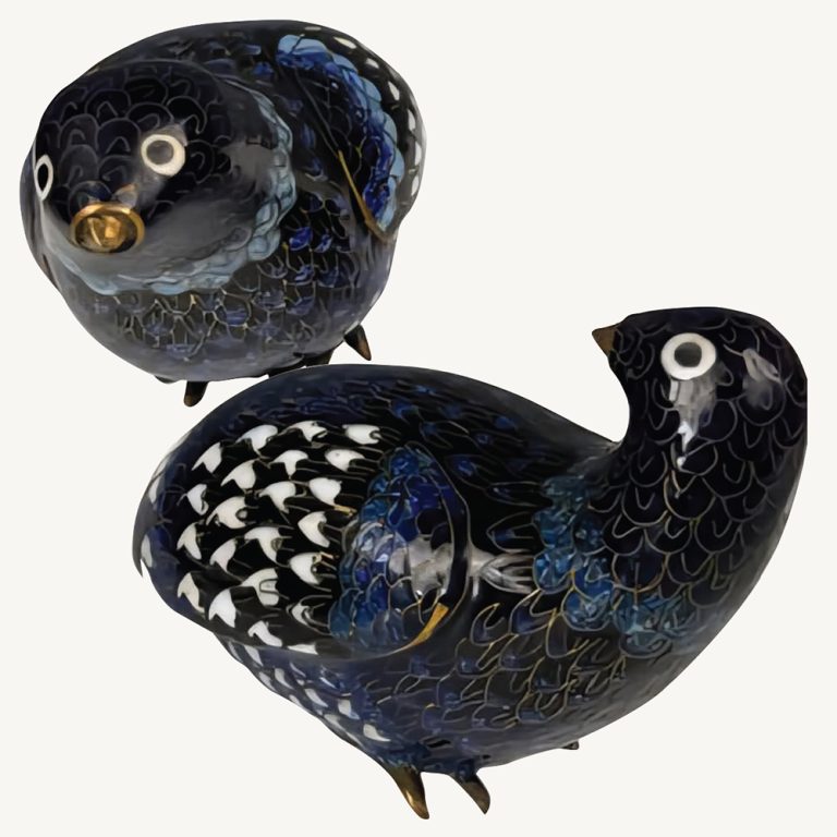 Chinese cloisonne quails