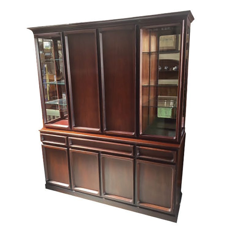 Chiswell mid century two-height illuminated cabinet