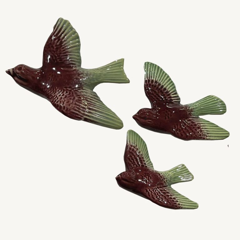 Set of three Australian pottery flying wall swallows