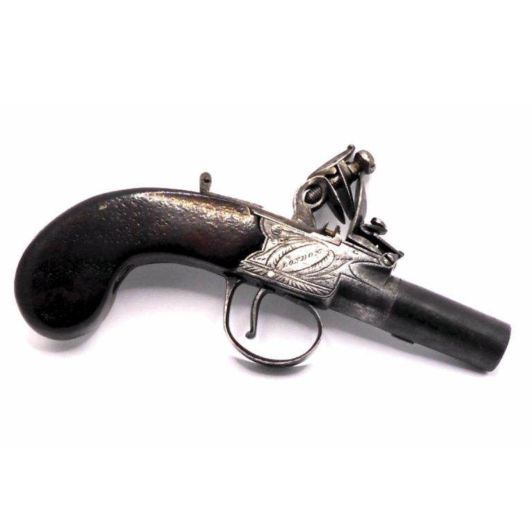 English turn off barrel flintlock pistol by London gunsmith Jover