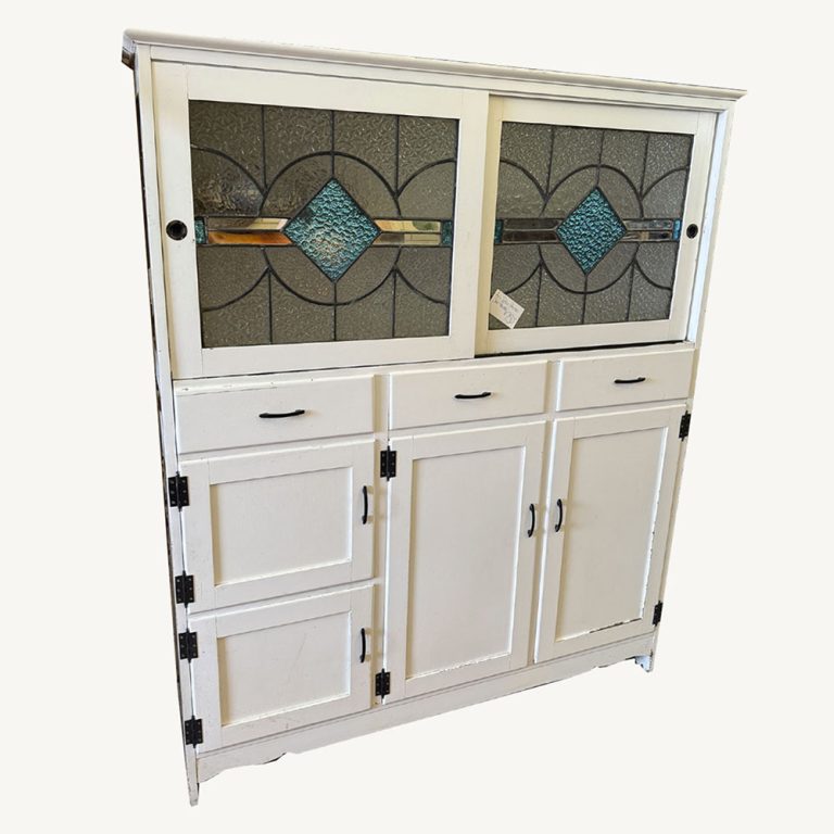1930s painted oak kitchen pantry with original leadlight doors